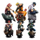 Kit 6 Bonecos Action Figure Naruto Sasuke Kakashi Gaara