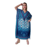 Vestido Kaftan Indiano Longo Estampado Plus Size-cod. 18052b