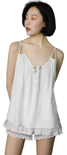 Y Conjunto De Pijama Sexi De Verano Con Encaje Para Mujer
