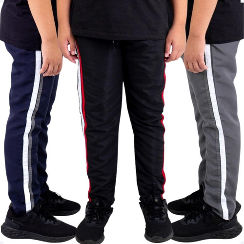 Kit 3 Calças Infantil Tactel Verão Inverno 2 Faixas Lat 071