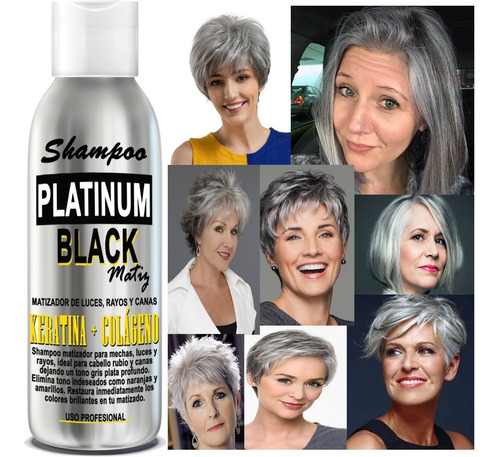 Shampoo Matizador De Canas Gris Plata 250ml Platinum Black 