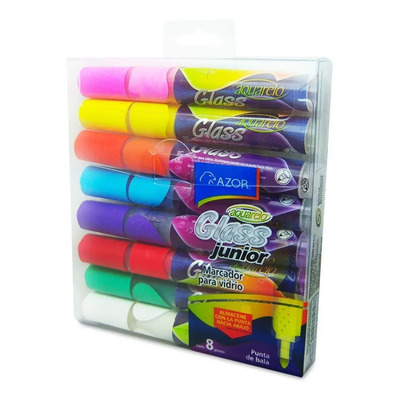 8 Marcador Plumon Vidrio Cristal Aquarelo Glass Junior Azor | Meses sin interés
