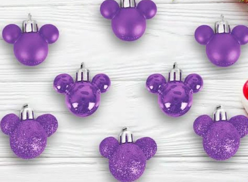 8 Esferas Mini Navideñas Mickey Disney 2.5cm Plástico 