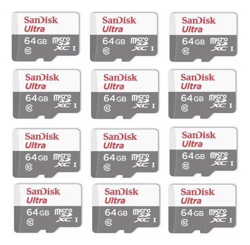 Kit 12 Cartão Memória 64gb Micro Sd Ultra Sandisk Original