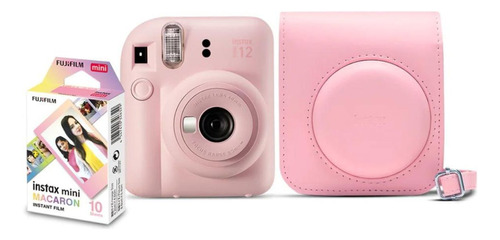 Kit Camera Instax Mini 12 Com 10 Filmes E Bolsa Rosa Gloss