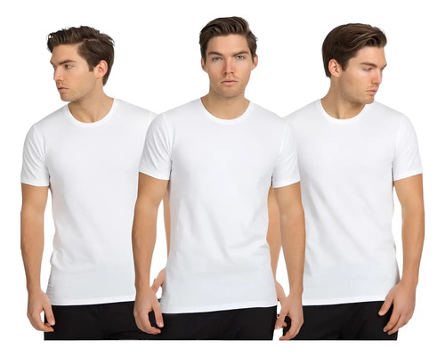 Camisetas Hugo Boss Blanco Casual Algodón 3 Pack - Original