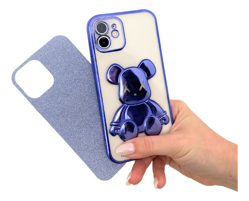 Funda Bear Oso Con Glitter Para iPhone Varios Modelos