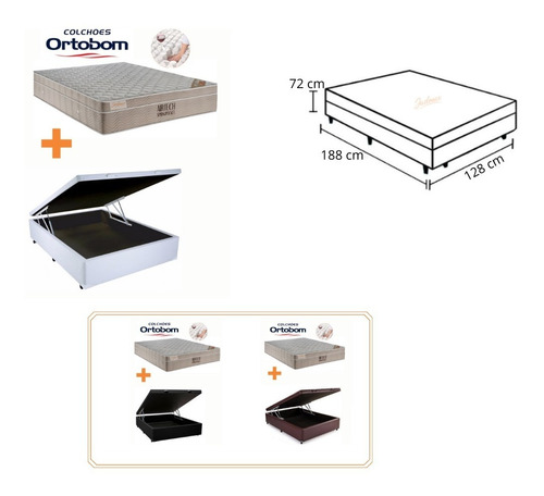 Colchão Ortobom Molas Ensacadas C/ Cama Box Baú Medida Viúva