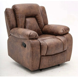 Sillon Reclinable Berger Tela Envejecida Suave Cafe Claro