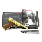 Pistola Airsoft Lugger Dorada Corta Full Metal We