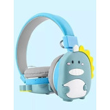 Audífono Bluetooth Diadema Dinosaurio Azul Para Niños 