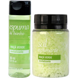 Kit Espuma E Sal De Banho Banheira Hidromassagem Maçã Verde