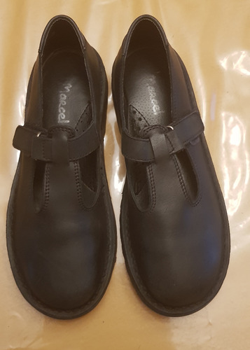 Zapato Colegial Marcel Guillermina C/velcro - Cuero Escolar