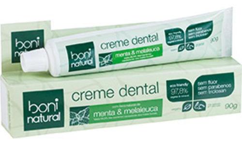 Creme Dental Sem Flúor Menta E Melaleuca Boni Natural 90g