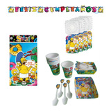 Kit Decoracion Completo Vasos+platos Simpsons 12niños