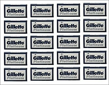 100 Gillette Platinum Blue Seguridad De Dos Filos Hojas De A