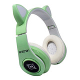 Diadema Gamer Bluetooth Oreja Gato Necnon Nbh-07 Verde