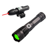 Linterna P50 Tactica Zoom Luz Verde Caza + Laser Mira Rojo 