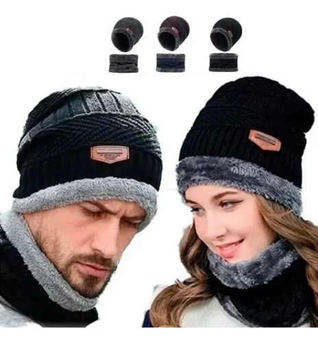 3 Gorros Invierno De Lana Con Interior Chiporro Cuello Gorra