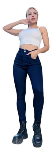Jean Azul Clasico Escolar Mujer Elastizado Denim Chupin Moda
