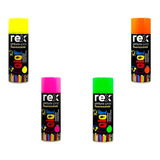 Caja 6 Rex Pintura Spray Fluorescente Colores Varios 400 Ml
