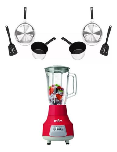 Paquete Licuadora Man+ 2 Baterías De Cocina Cherry Ekco