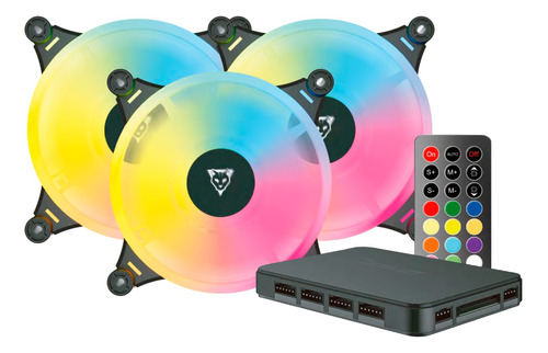 Ocelot Gaming - Kit De Ventiladores 120 Mm Argb Hub/control