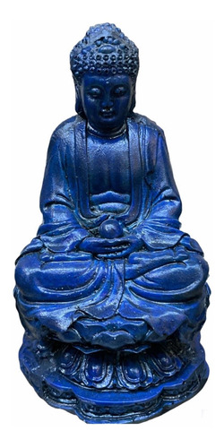 Buda Azul 10cm Figura De Resina.