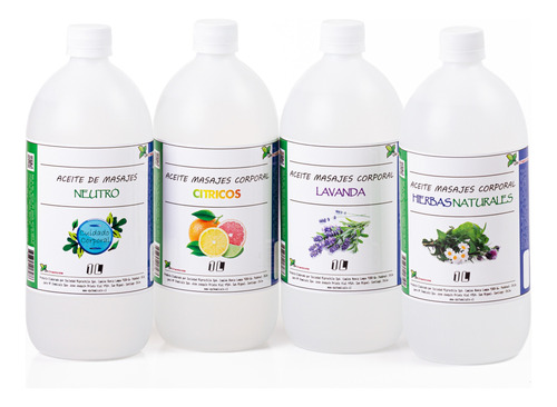 Aceite De Masajes Pack De 4 Fragancias - 4 Litros