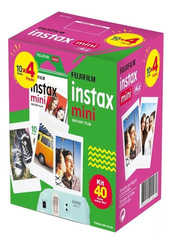 Kit Filme Colorido Instax Mini 40 Folhas Fujifilm Link 9 12