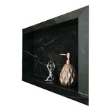 Nicho Porcelanato Preto Borda Diamante 67x32cm