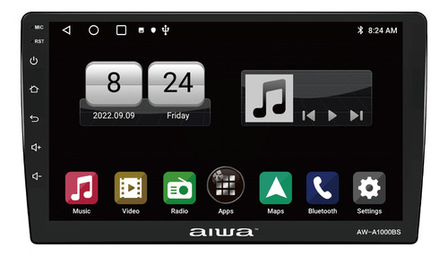 Radio Auto 2 Din Android Touch Hd De 10'' Aiwa Aw-a1000bs Color Negro