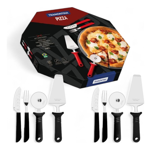  Kit Para Pizza 14 Peças Preto Tramontina