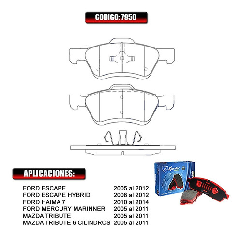 Pastilla De Freno Delantera Ford Mercury Mariner 2008 7950 Foto 2