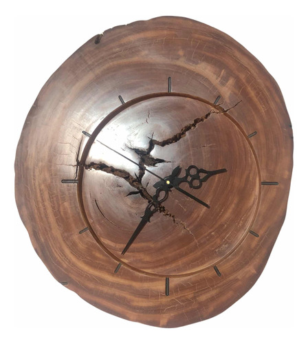 Reloj De Pared Artesanal Rústico De Madera R L 48cm