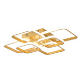 Lustre Moderno Led Luminária 6 Quadrados 3 Tons Nitro 70cm Cor Dourado 110v/220v