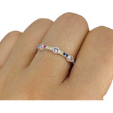 Anillo Sin Fin Cubic Blanco Y Multicolor De Plata 925 Ap 481