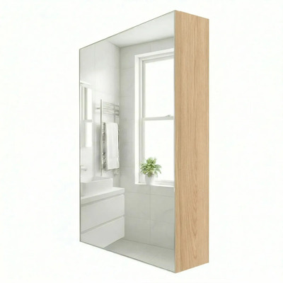 Botiquín Con Espejo Para Baño Grande Modelo A 60x37x12cm Color Roble Mérida Modularma