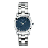 Reloj Mujer Tissot T-wave Ii Acero Carátula Azul 4 Diamantes