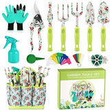 Set De Jardineria Con Estampa Floral C/ Bolsa Organizadora 