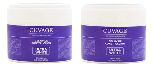 Cuvage X2 Gel Uv Construcción Uñas Esculpidas Manicuría 30gr Color Ultra White X2