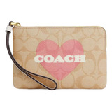 Monedero Coach Cp436 Con Diseño Liso Color Beige De Piel - 10.5cm X 16cm X 2cm