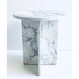 Mesa De Arrime Redonda Carrara Mdf  42cm X 47cm H