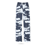 Pantalones Anchos De Mezclilla Con Estampado Tie-dye