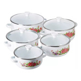 Set De 5 Ollas Tapa Cristal Porcelanadizado Hot Spot Vintage