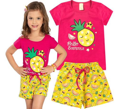 Conjunto Infantil Menina Verão Roupa Criança Calor Barato