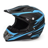 Casco Cerrado Motocicleta Negro Azul Moto Cross Certific Dot