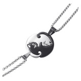 Collares Parejas Novios Acero Ying Yang Gatos Amor Amistad