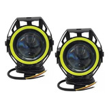 Kit X2 Faro Cree Led Auxiliar U7 Ojo Angel Lupa Moto