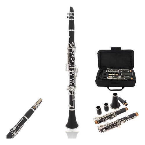 Clarinete Clarineta Top Sib 17 Chaves Niqueladas + Case Luxo